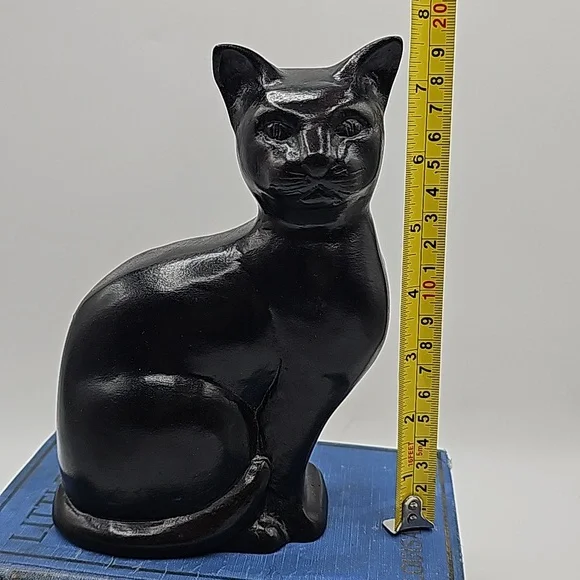 Vintage Black Cat Figurine Paperweight Bookend Doorstop in Heavy Resin 9" 2.4lb - Picture 10 of 11